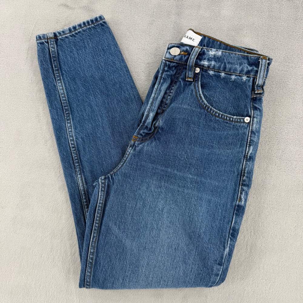 Frame Jeans Womens Size 26 High Waisted Straight Leg Medium Wash Distressed